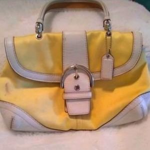 RARE Coach Soho Large Flap Mini Hobo Handbag in Yellow